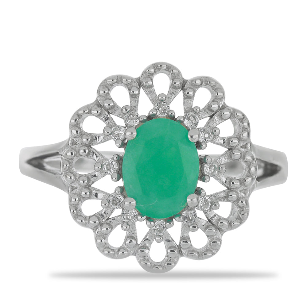 Silberring mit brasilianischem Smaragd und weißem Topas 1 