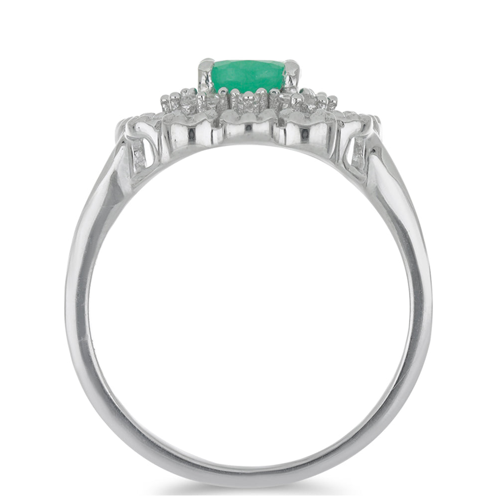 Silberring mit brasilianischem Smaragd und weißem Topas 2 