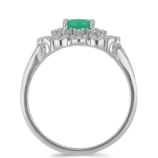 Silberring mit brasilianischem Smaragd und weißem Topas