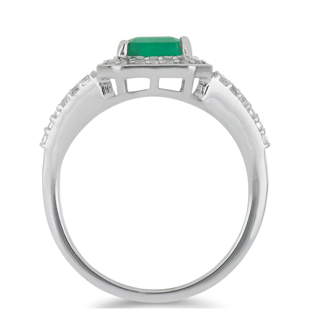 Silberring mit brasilianischem Smaragd und weißem Topas