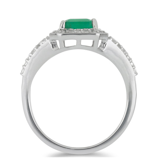 Silberring mit brasilianischem Smaragd und weißem Topas