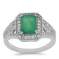 Silberring mit brasilianischem Smaragd und weißem Topas