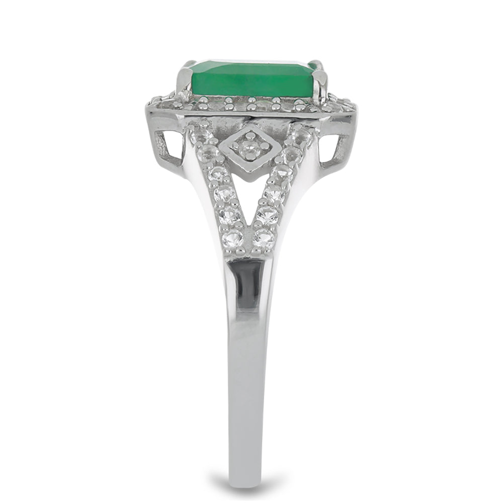 Silberring mit brasilianischem Smaragd und weißem Topas 4 