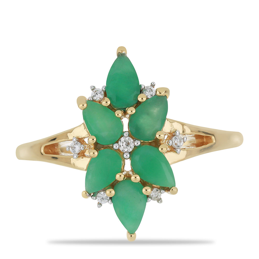 Goldplattierter Silberring mit brasilianischem Smaragd und weißem Topas