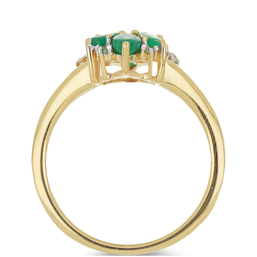 Goldplattierter Silberring mit brasilianischem Smaragd und weißem Topas 2 