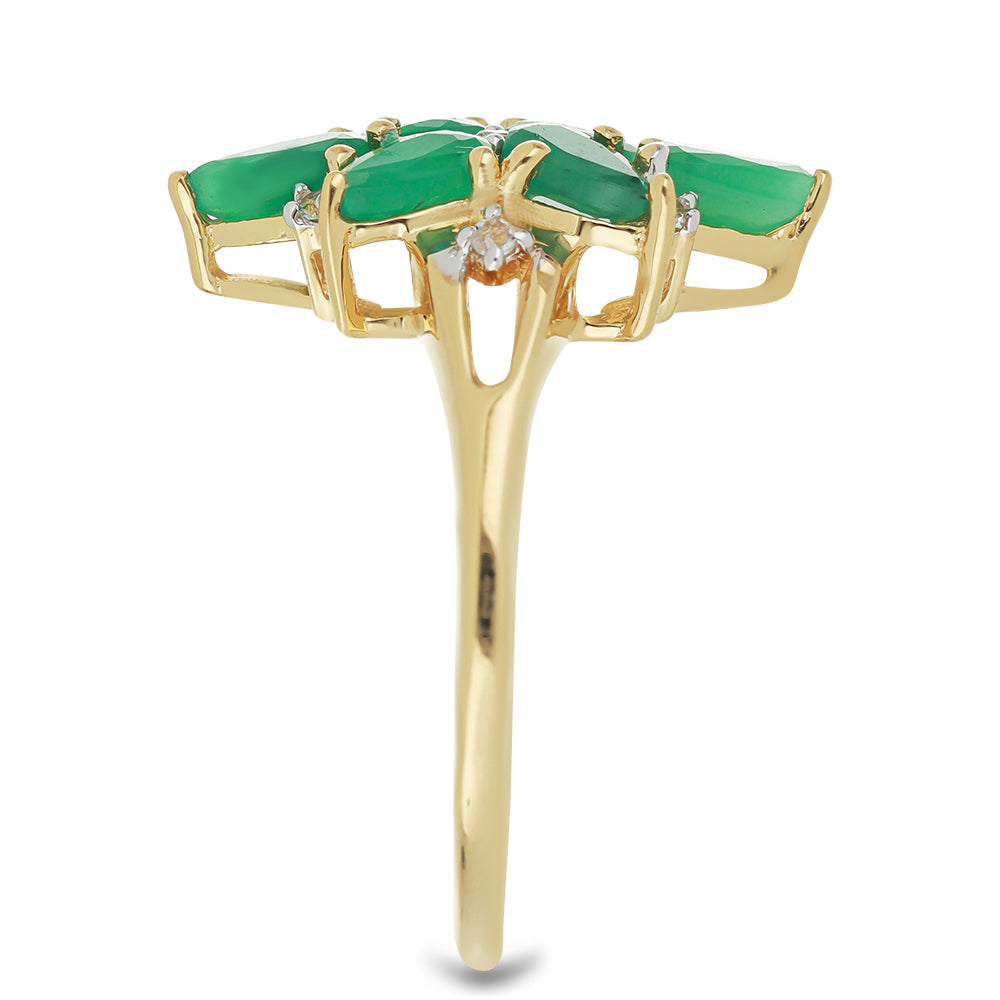 Goldplattierter Silberring mit brasilianischem Smaragd und weißem Topas 4 