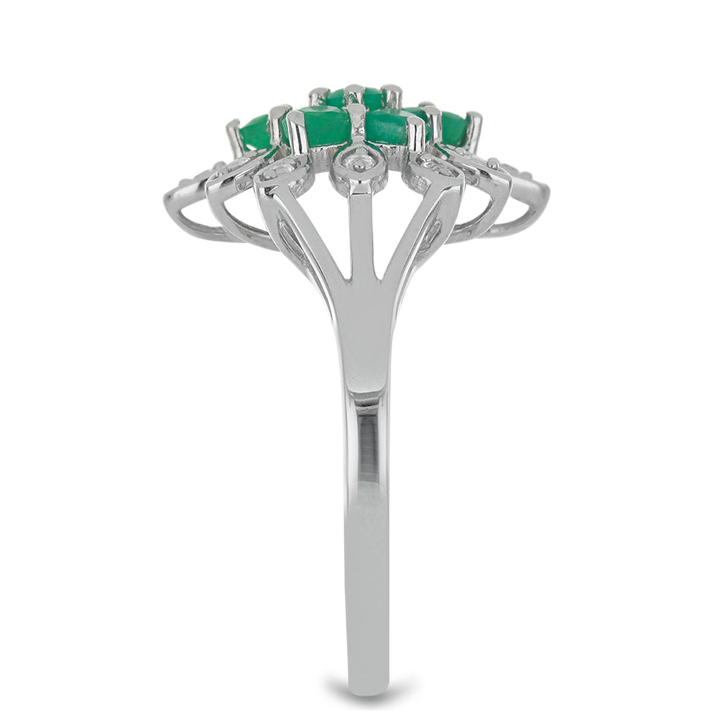 Silberring mit brasilianischem Smaragd und weißem Topas 4 