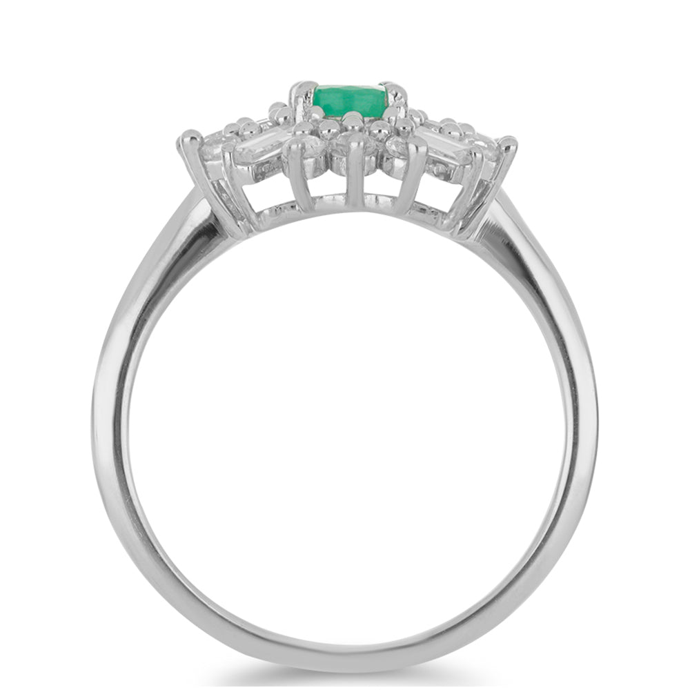 Silberring mit brasilianischem Smaragd und weißem Zirkon 2 