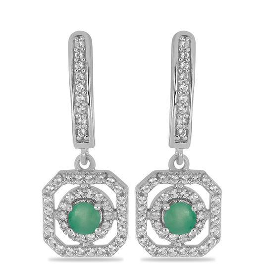 Silberohrringe mit brasilianischem Smaragd und weißem Topas