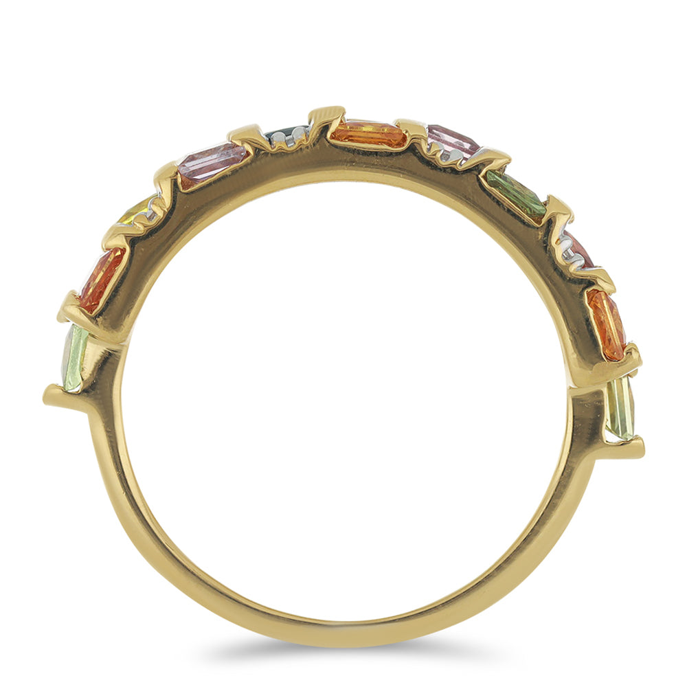 Goldplattierter Silberring mit Regenbogensaphir und weißem Topas 2 