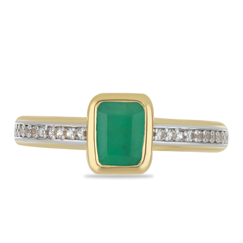 Goldplattierter Silberring mit brasilianischem Smaragd und weißem Topas 1 