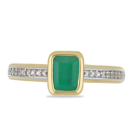 Goldplattierter Silberring mit brasilianischem Smaragd und weißem Topas