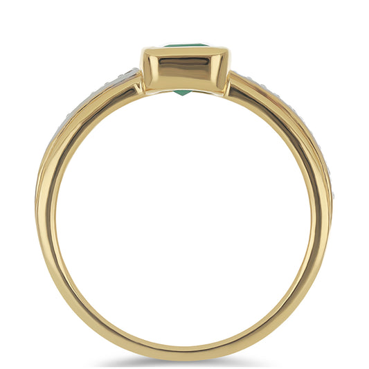 Goldplattierter Silberring mit brasilianischem Smaragd und weißem Topas