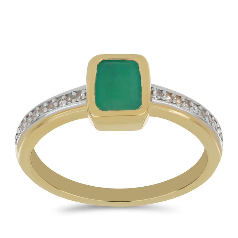 Goldplattierter Silberring mit brasilianischem Smaragd und weißem Topas