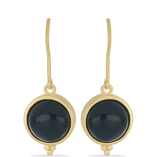Goldplattierte Silberohrringe mit schwarzem Onyx