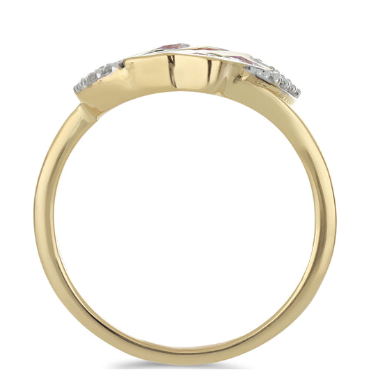 Goldplattierter Silberring mit Regenbogensaphir und weißem Topas