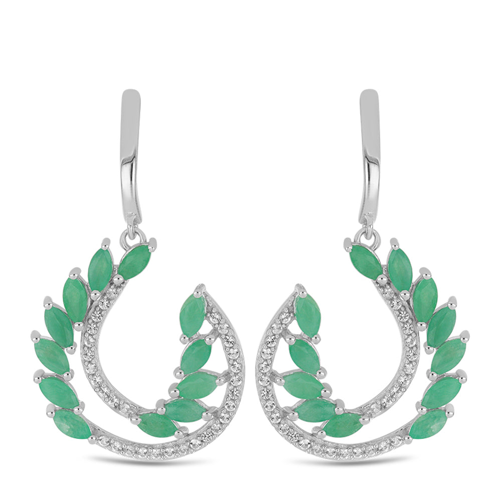 Silberohrringe mit brasilianischem Smaragd und weißem Topas 1 