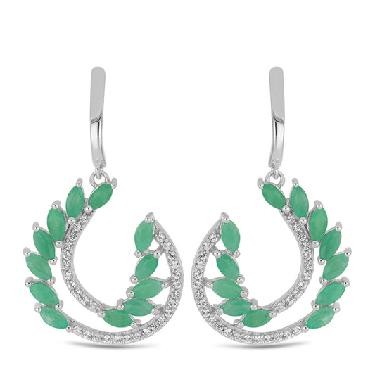 Silberohrringe mit brasilianischem Smaragd und weißem Topas
