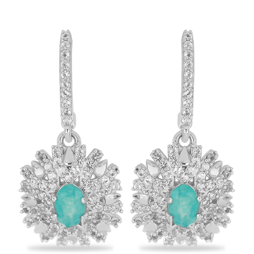 Silberohrringe mit Grandidierit aus Anosy und weißem Topas 1 