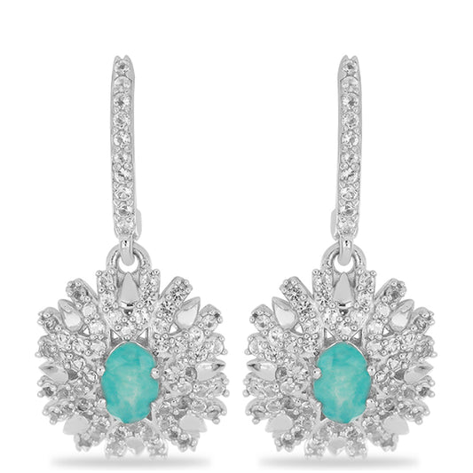 Silberohrringe mit Grandidierit aus Anosy und weißem Topas