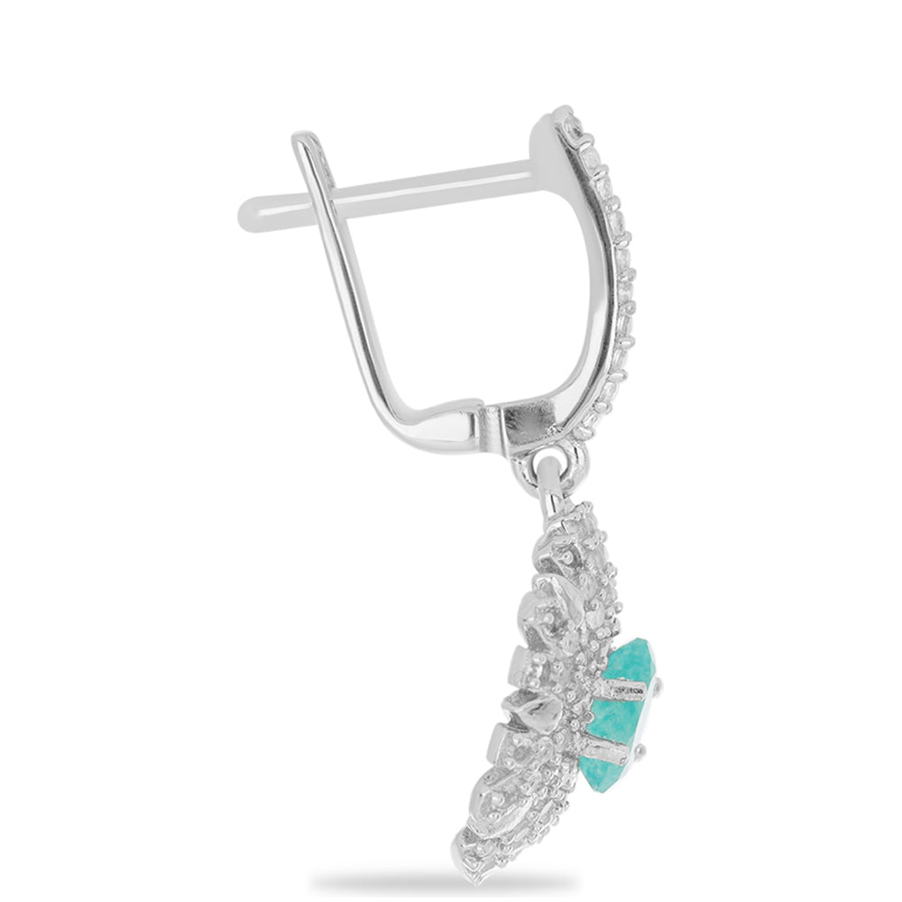 Silberohrringe mit Grandidierit aus Anosy und weißem Topas 2 