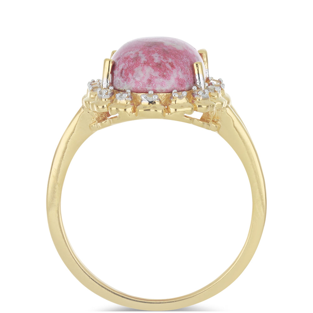 Goldplattierter Silberring mit Thulit und weißem Topas 2 