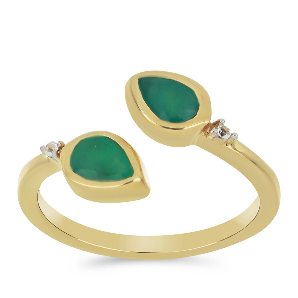 Goldplattierter Silberring mit brasilianischem Smaragd und weißem Topas 3 