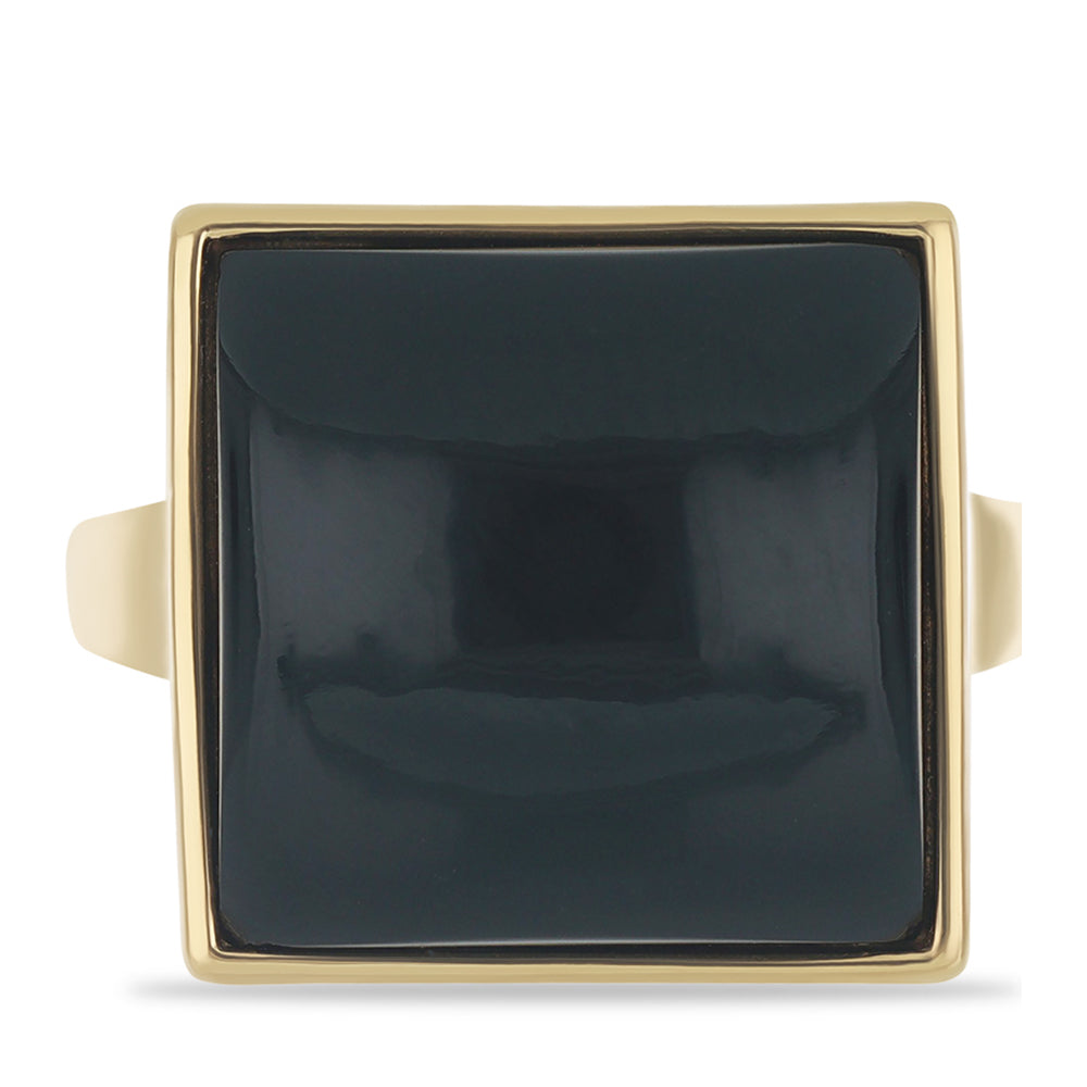 Goldplattierter Silberring mit schwarzem Onyx