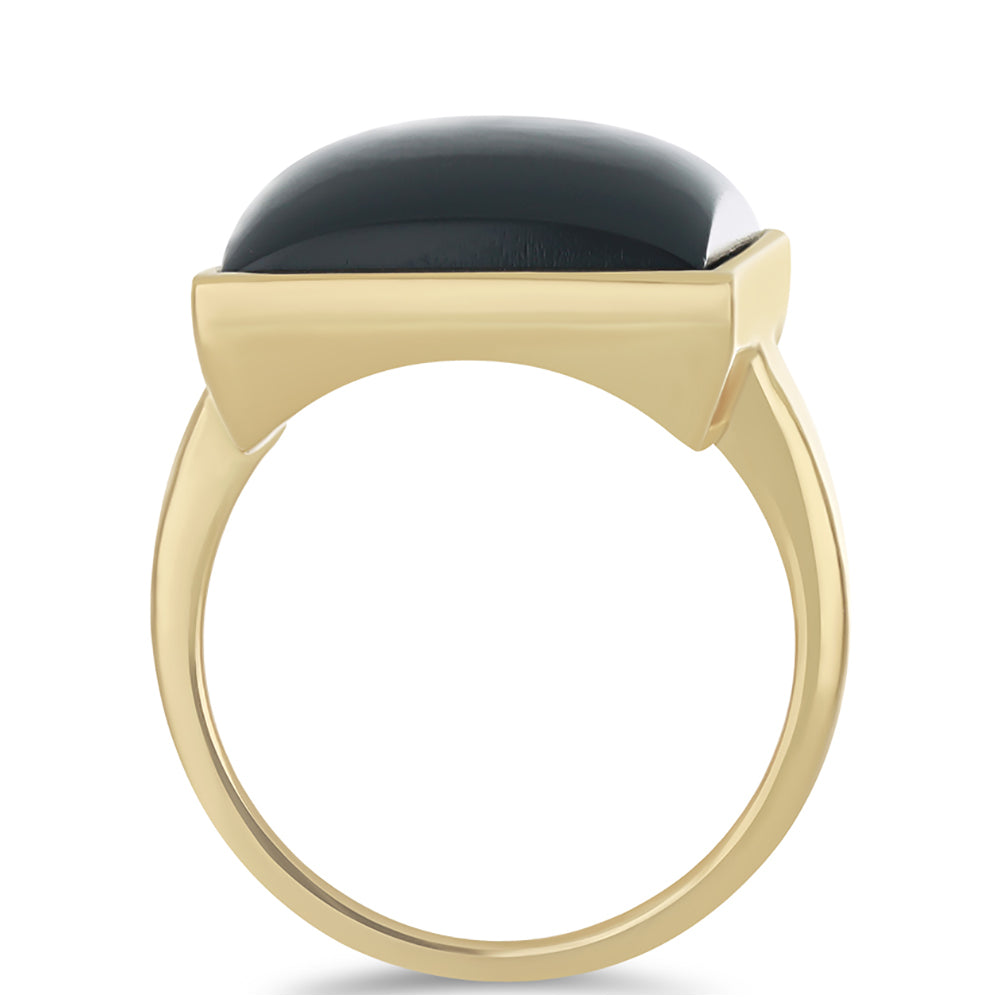 Goldplattierter Silberring mit schwarzem Onyx 2 