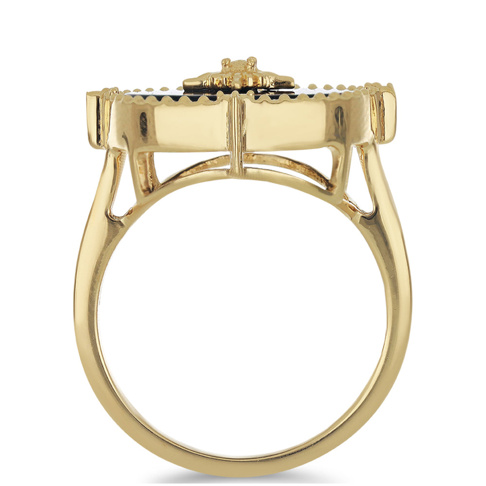 Goldplattierter Silberring mit schwarzem Onyx 3 