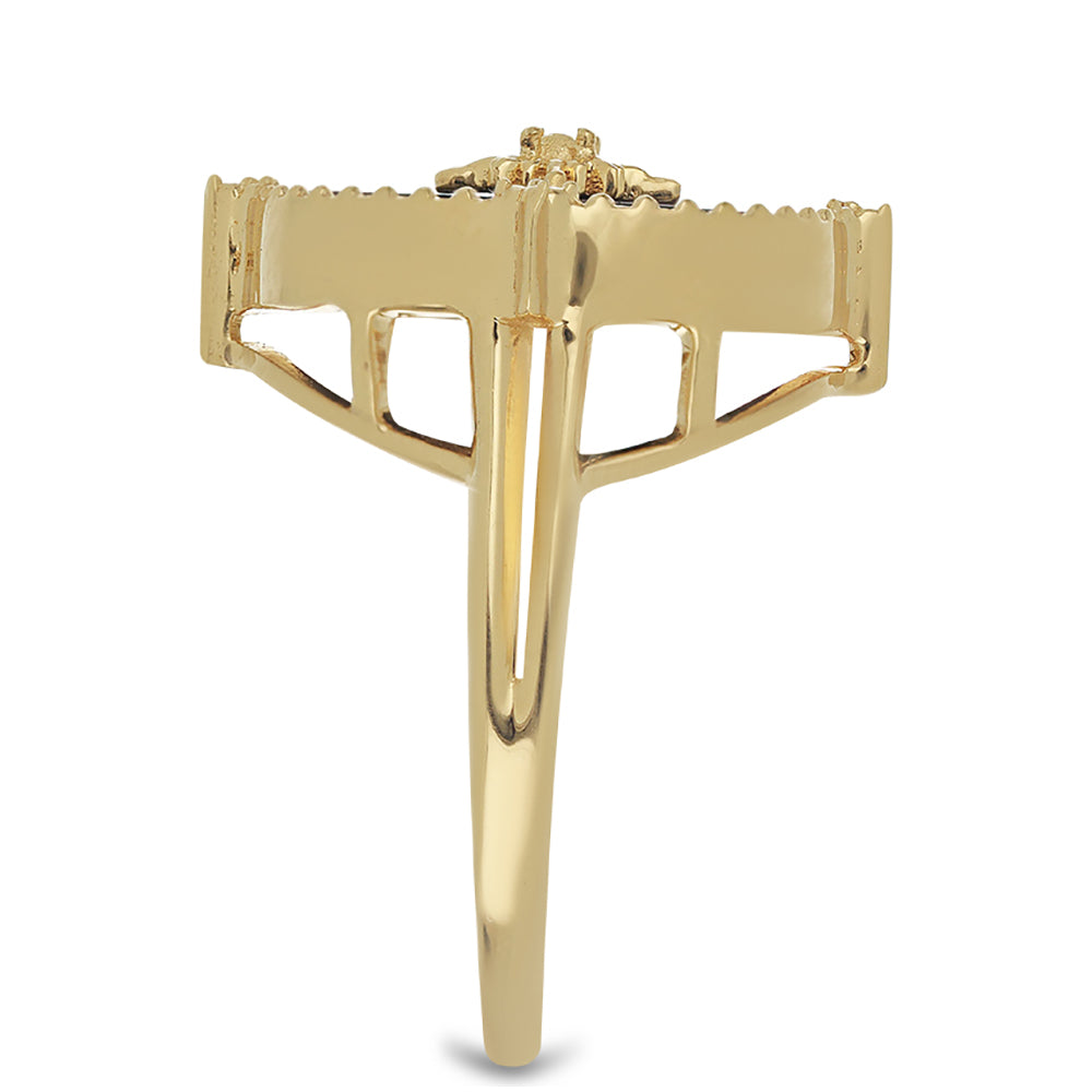 Goldplattierter Silberring mit schwarzem Onyx 4 