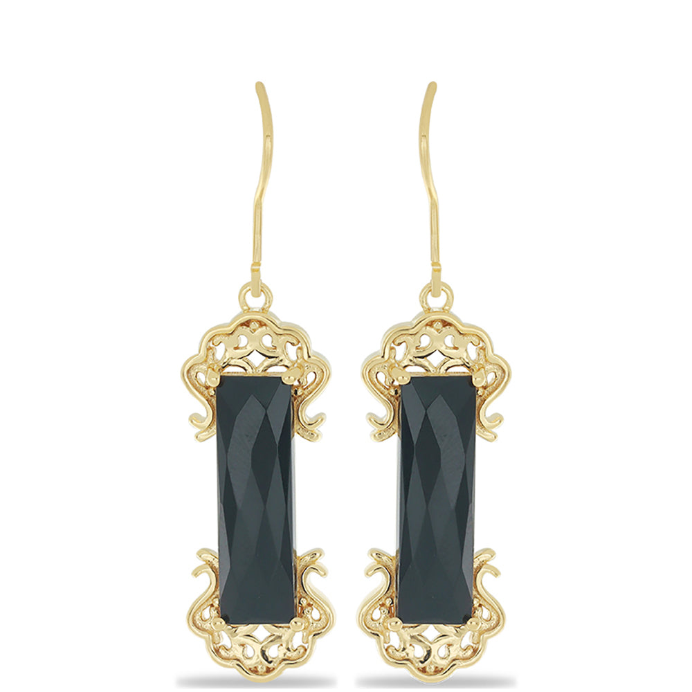Goldplattierte Silberohrringe mit schwarzem Onyx 1 