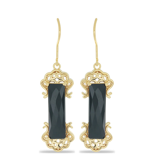 Goldplattierte Silberohrringe mit schwarzem Onyx