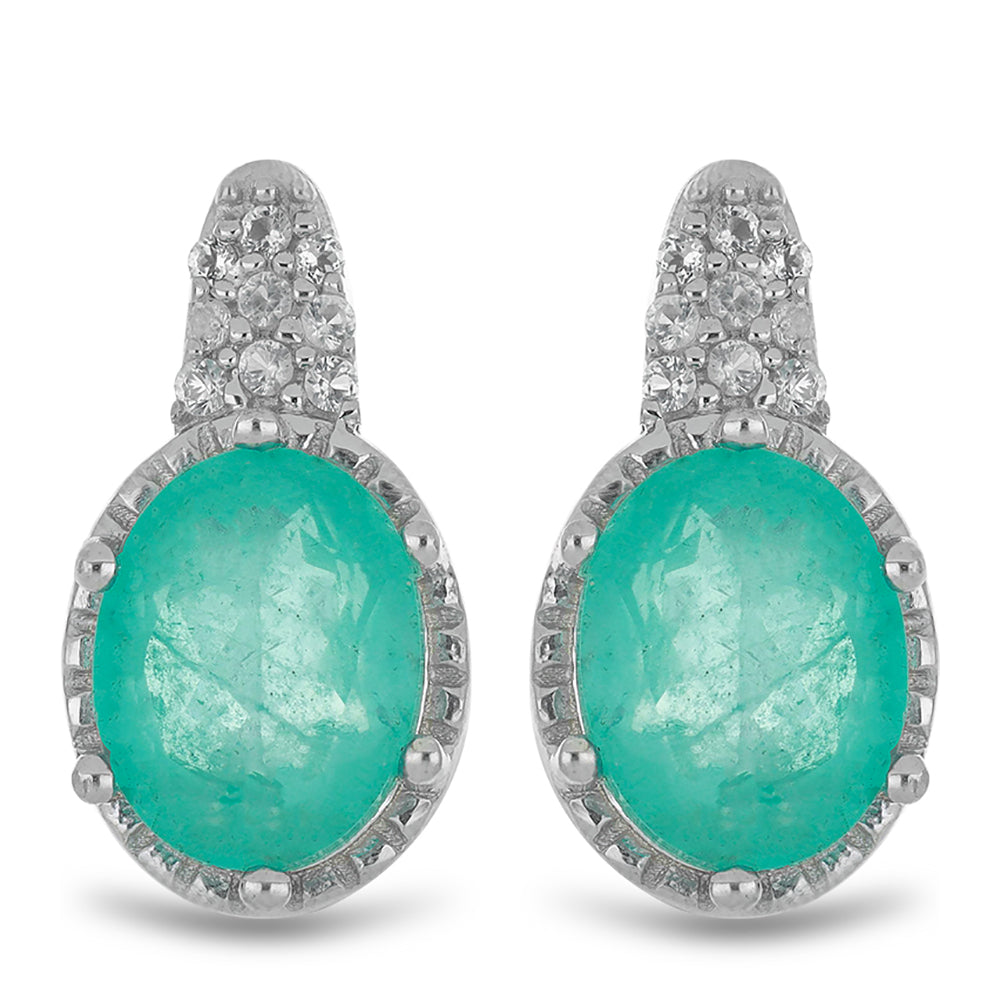 Silberohrringe mit Paraiba Quarz und weißem Topas 1 