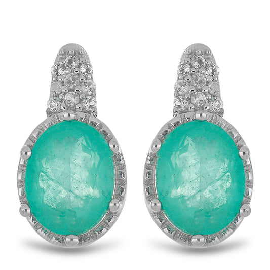 Silberohrringe mit Paraiba Quarz und weißem Topas