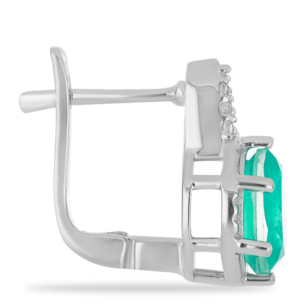 Silberohrringe mit Paraiba Quarz und weißem Topas