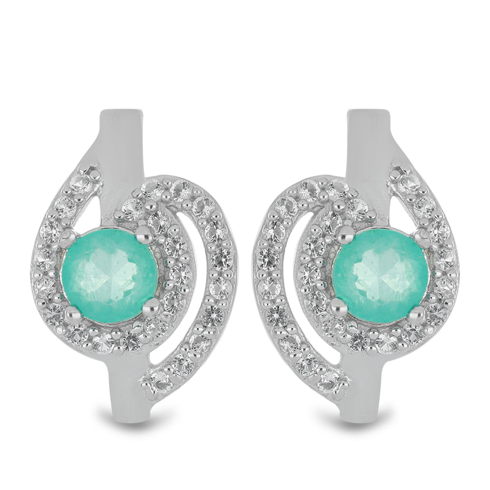 Silberohrringe mit Paraiba Quarz und weißem Topas 1 