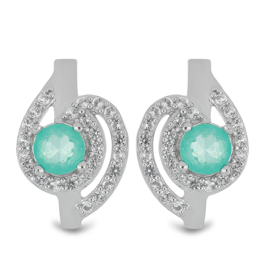 Silberohrringe mit Paraiba Quarz und weißem Topas