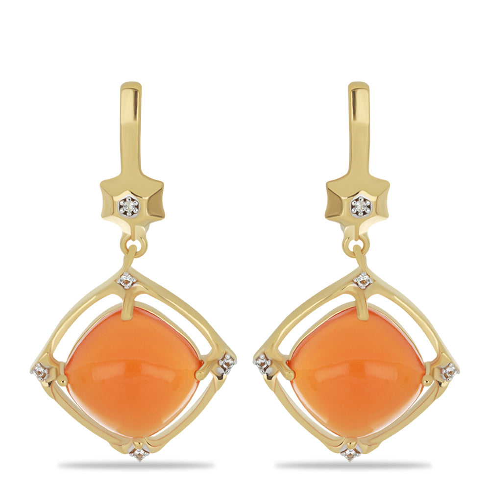 Goldplattierte Silberohrringe mit Karneol und weißem Topas