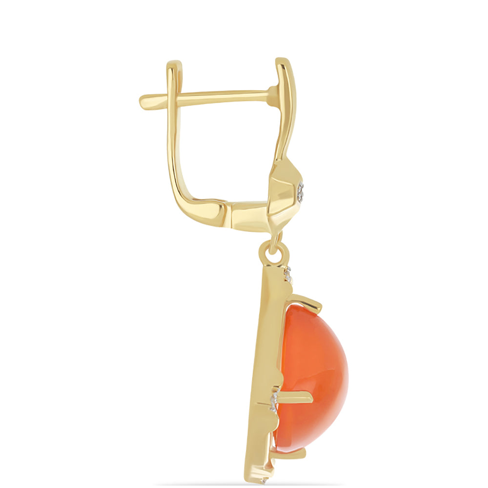 Goldplattierte Silberohrringe mit Karneol und weißem Topas