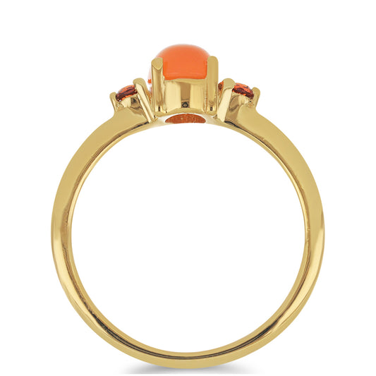 Goldplattierter Silberring mit Karneol und Barton Granat