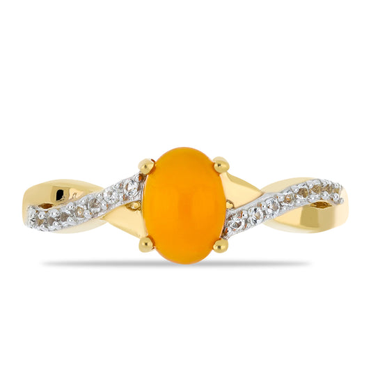 Goldplattierter Silberring mit Karneol und weißem Topas