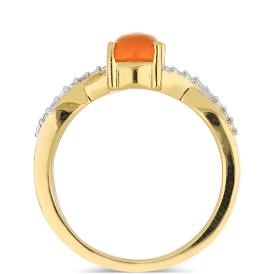 Goldplattierter Silberring mit Karneol und weißem Topas