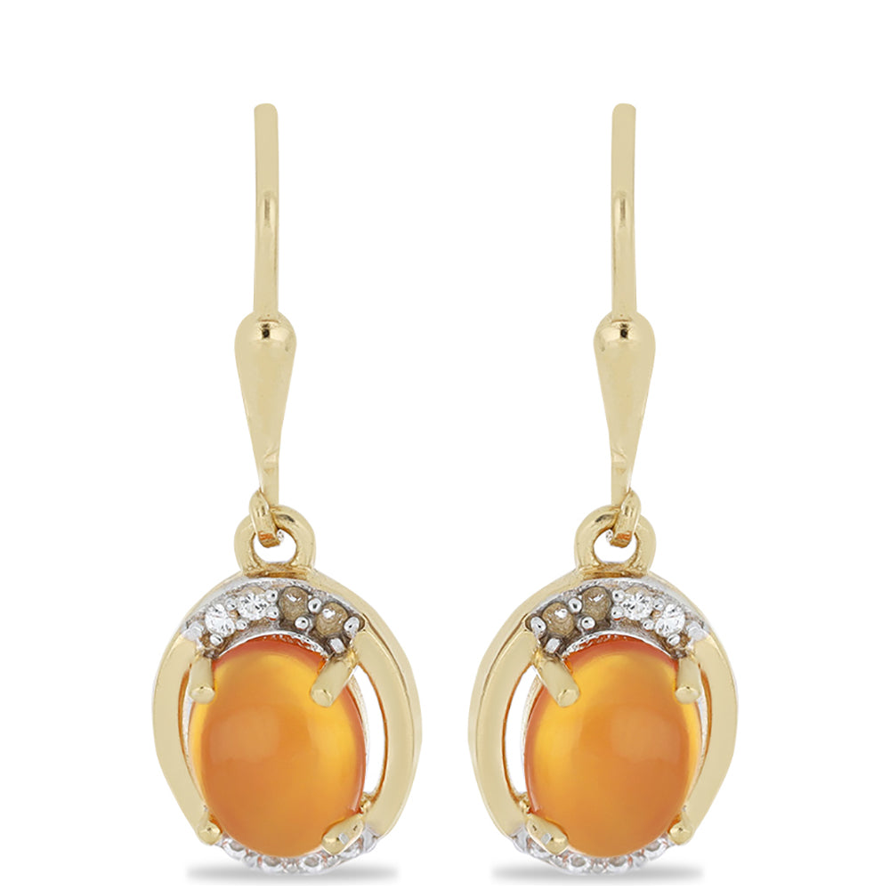 Goldplattierte Silberohrringe mit Karneol und weißem Topas 1 