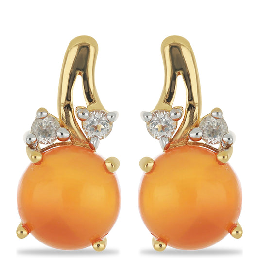 Goldplattierte Silberohrringe mit Karneol und weißem Topas