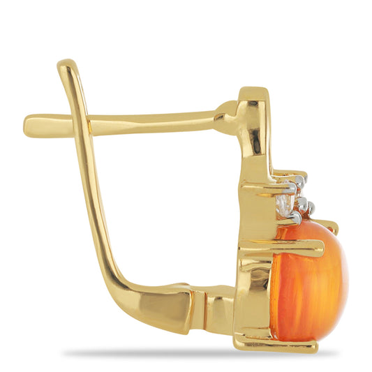 Goldplattierte Silberohrringe mit Karneol und weißem Topas