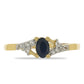 Goldplattierter Silberring mit blauem Rosebery Saphir und weißem Topas