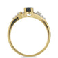 Goldplattierter Silberring mit blauem Rosebery Saphir und weißem Topas
