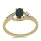 Goldplattierter Silberring mit blauem Rosebery Saphir und weißem Topas