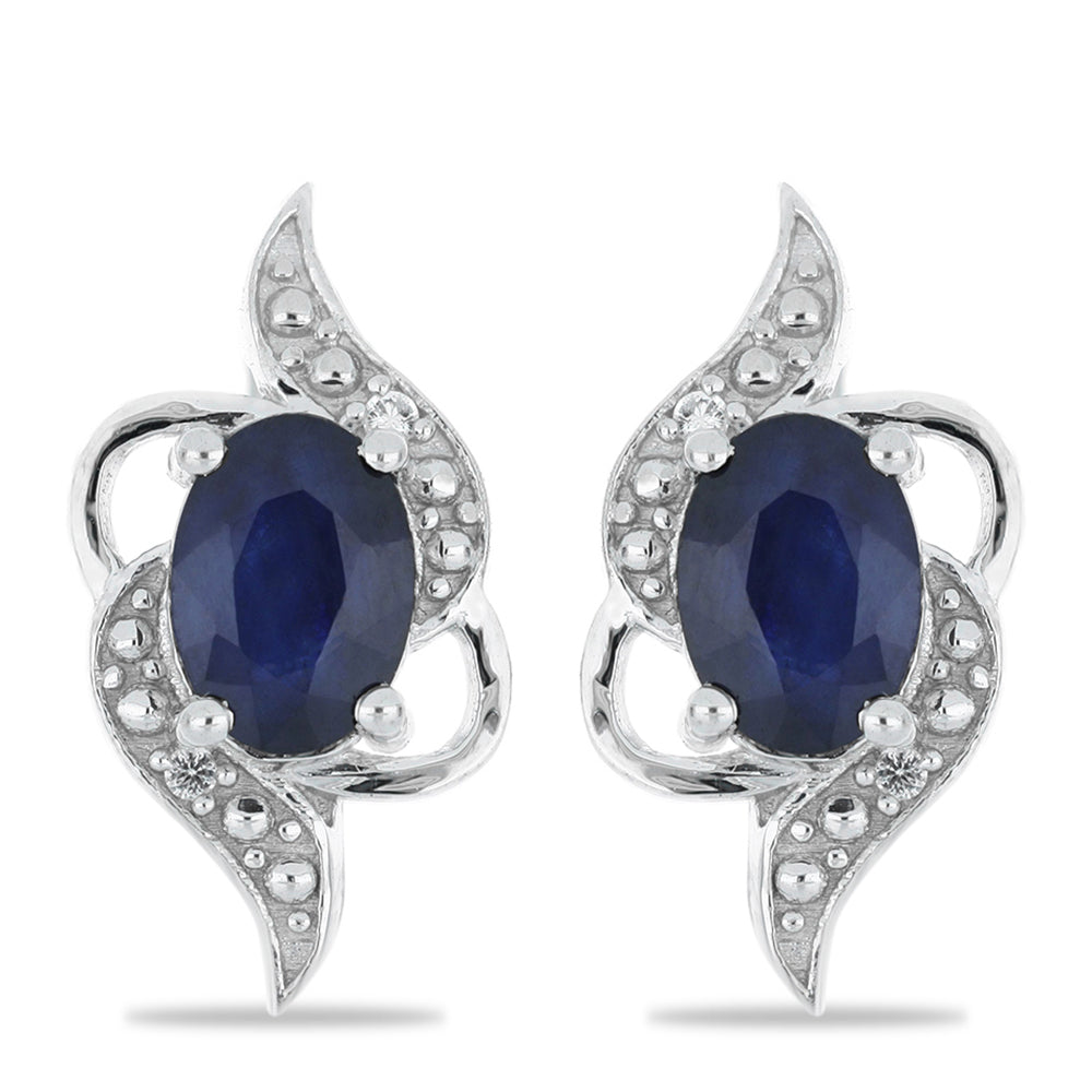 Silberohrringe mit blauem Rosebery Saphir und weißem Topas 1 